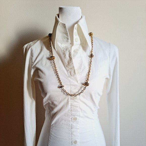 Roberto Cavalli Chain Necklace Pendant with Red Crystals